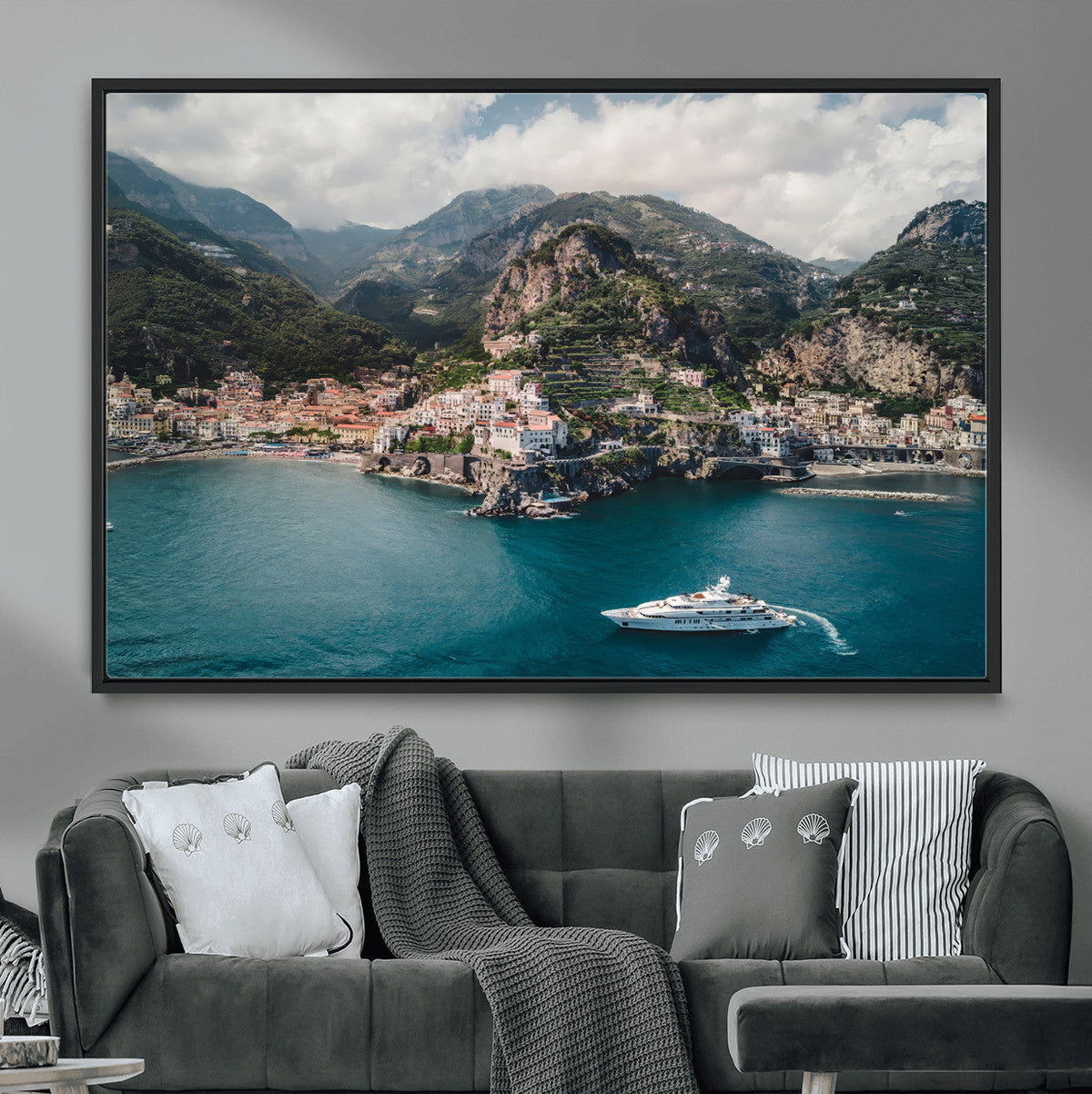 Amalfi Coast Wall Art | Framed Italian Seaside Canvas