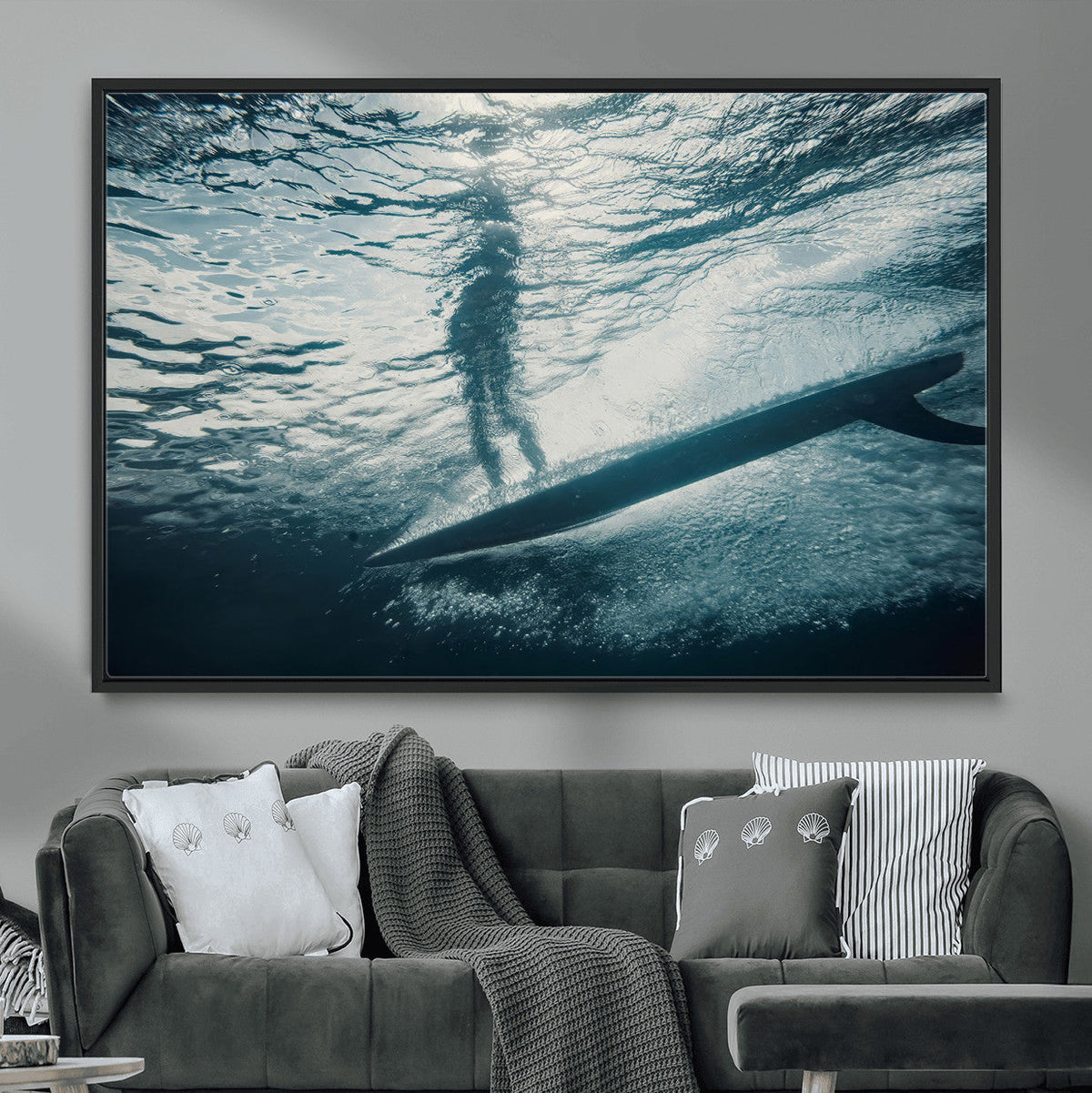 Underwater Surf Wall Art | Framed Ocean Wave Canvas Artwork