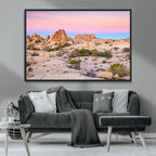 Vibrant Sunset Sky Wall Art Canvas Print, Framed Joshua Tree Desert Artwork