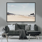 Minimalist Beach Wall Art Canvas Print, Framed Coastal Serenity Soft Sand