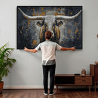 Rustic Bull Wall Art Canvas Print, Longhorn Wall Decor