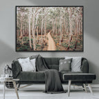 Forest Dirt Road Wall Art Canvas Print, Scenic Woodland Pathway with Tall Trees