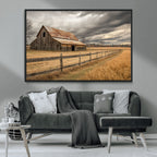Rustic Farm Barn Wall Art Canvas Print, Stormy Sky Country Decor