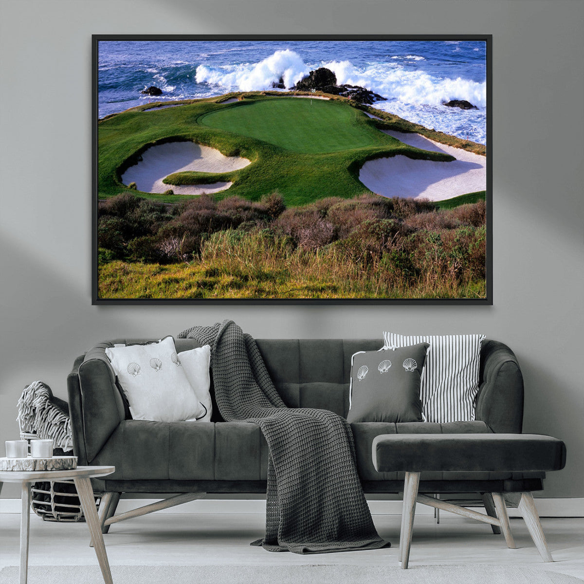 California Pebble Beach Golf Links Wall Art Canvas Print, Iconic Monterey Coastal Golf Course