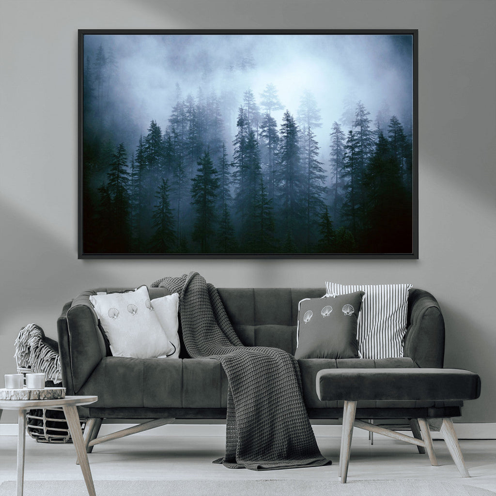 Foggy Pines Misty Forest Wall Art Print