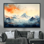 Warm Clouds Abstract Mountain Wall Art, Modern Landscape Canvas Print
