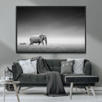 Elephant and Zebra Wall Art Canvas Print, Modern Artwork