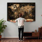 World Map Canvas Print, Modern Decorative Framed Map Artwork