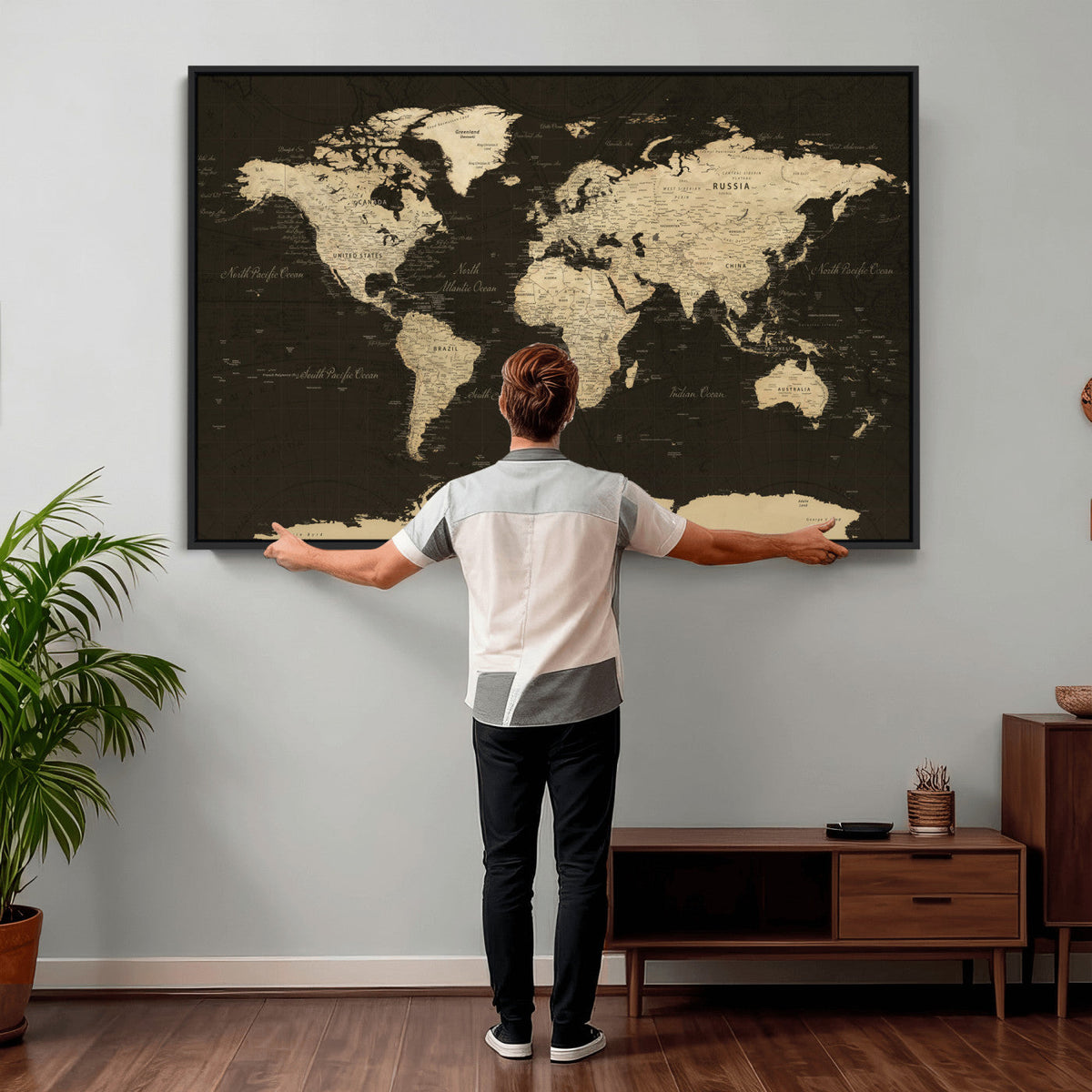 World Map Canvas Print | Framed World Map Wall Art for Couples