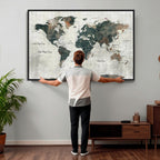 World Map Canvas Print | Framed Travel Map Wall Art for Couples