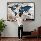 Rustic World Map Canvas Print | Framed Wall Art for Couples