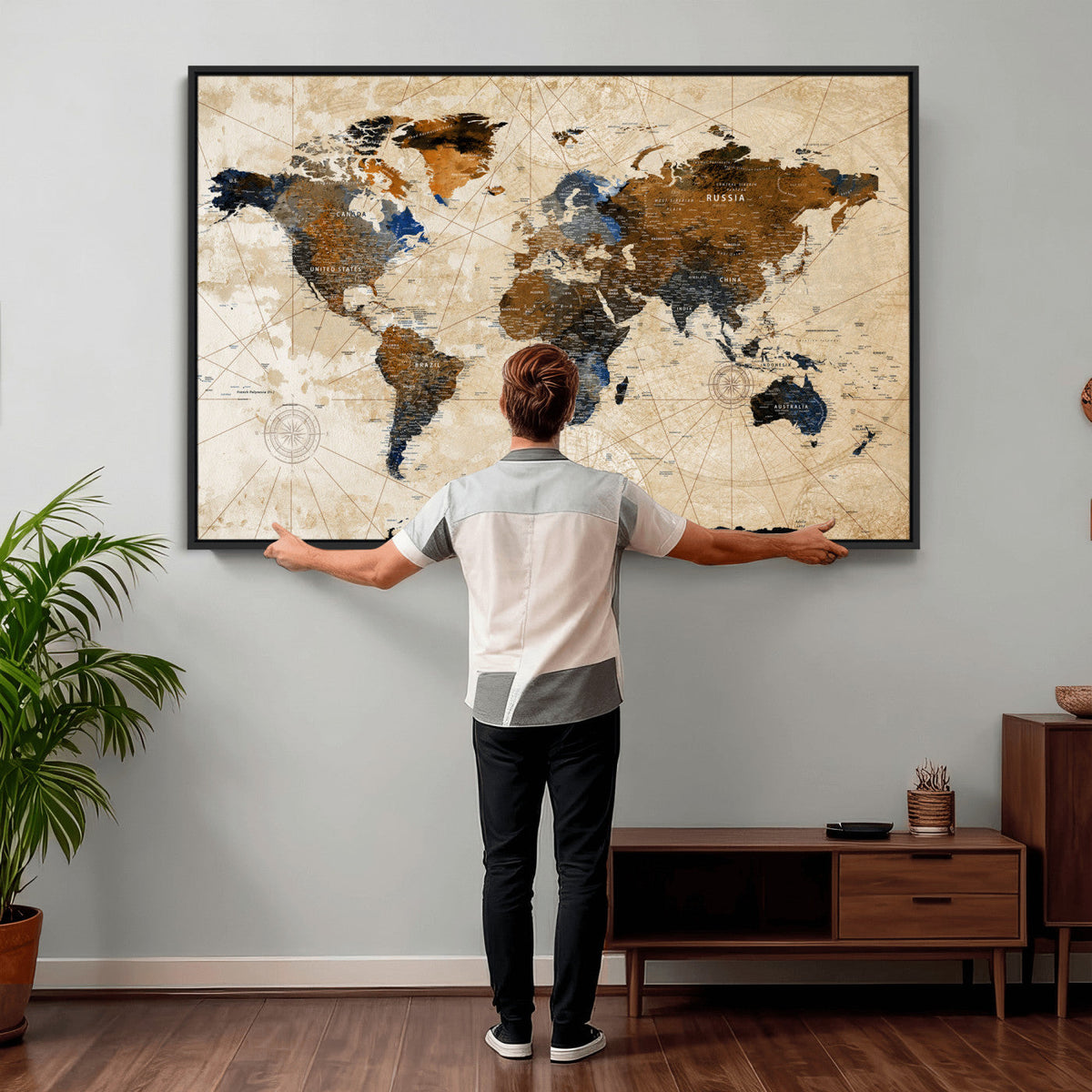 World Map Canvas Art Print | Framed Travel Map Wall Art