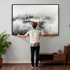 Foggy Forest Wall Art Canvas Print, Misty Pine Tree Landscape