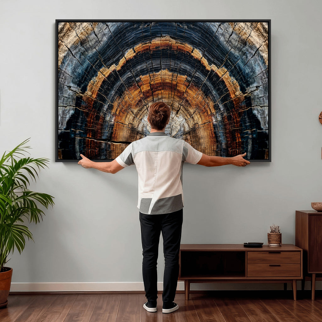 Abstract Wood Grain Canvas Print, Tree Ring Pattern Wall Art, Extra Large Living Room Wall Decor