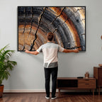 Abstract Tree Ring Wall Art Print, Natural Rustic Wood Grain Canvas