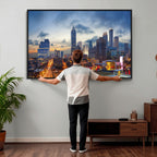 Atlanta Skyline Wall Art Canvas Print, Atlanta Downtown Night Cityscape