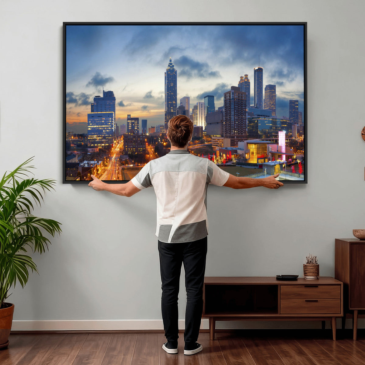 Atlanta Skyline Wall Art Canvas Print, Atlanta Downtown Night Cityscape