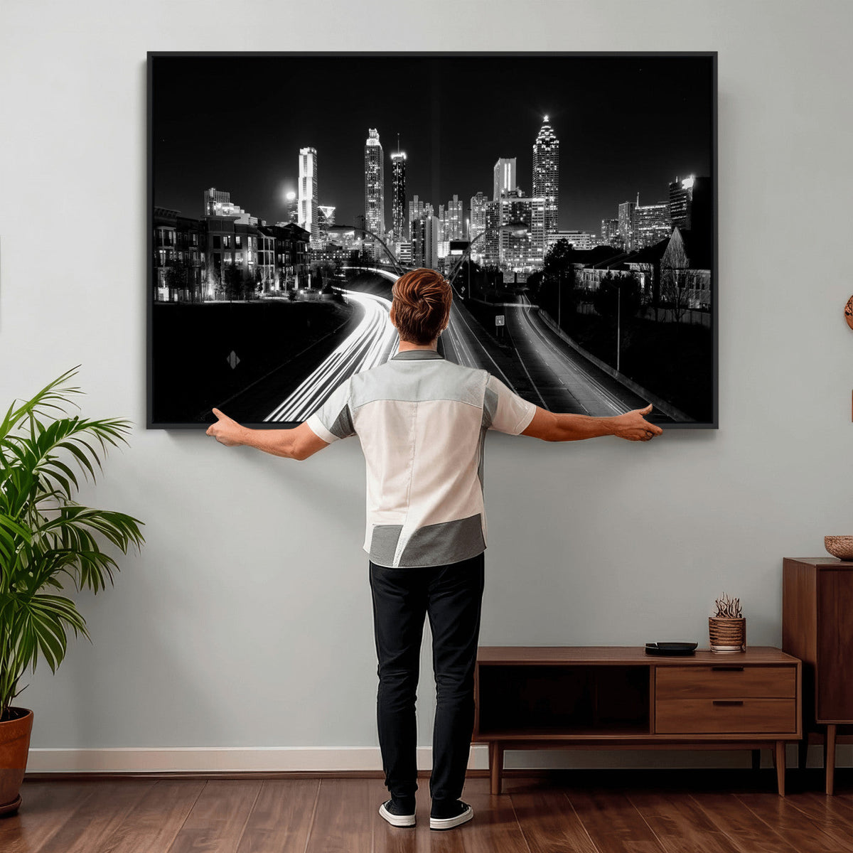Atlanta Skyline Wall Art Canvas Print, Atlanta Downtown Night Cityscape