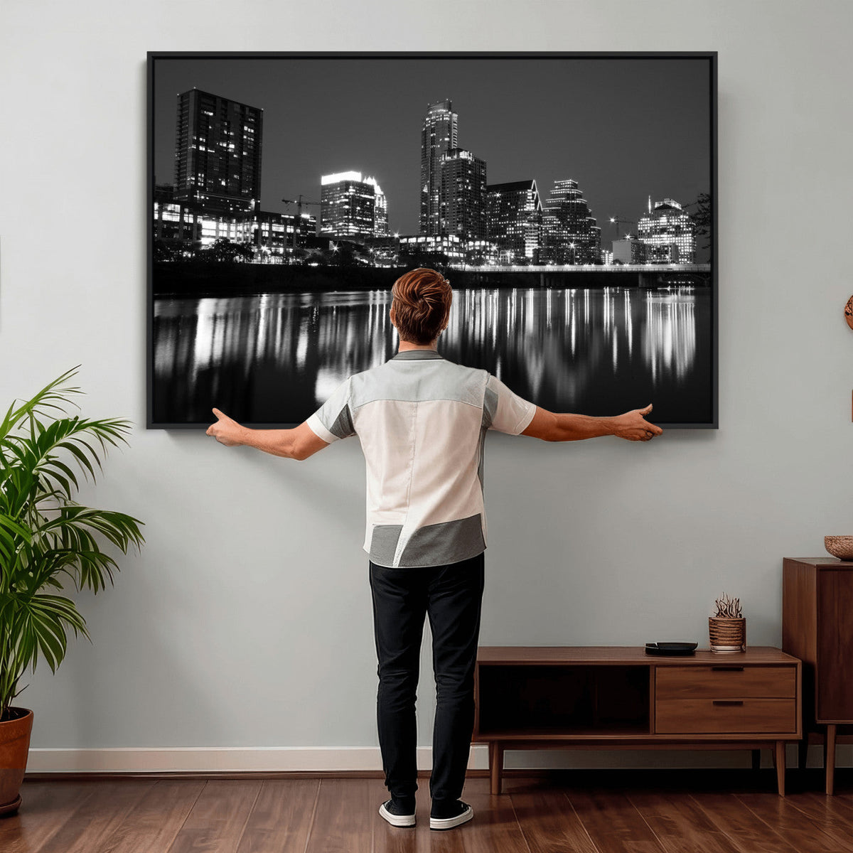 Austin Skyline Wall Art Canvas Print, Austin Downtown Night Cityscape