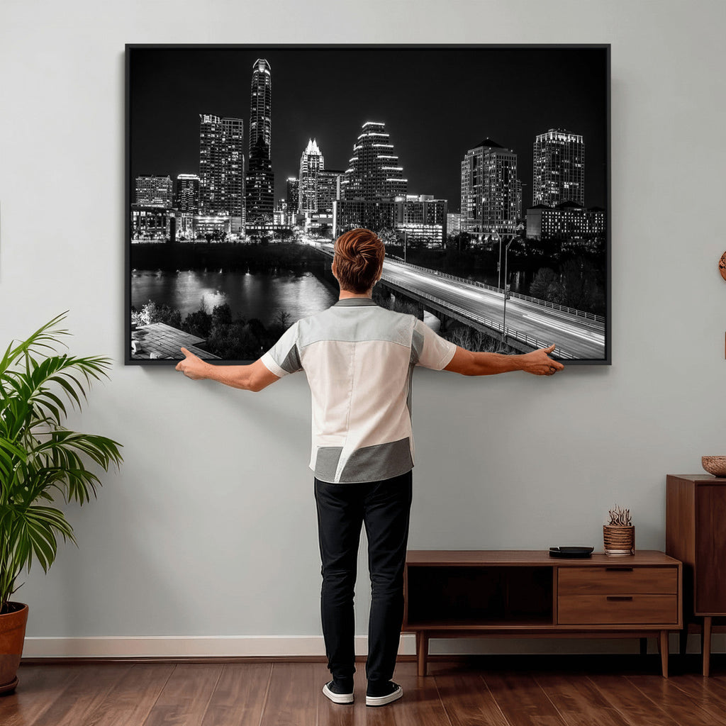 Austin Skyline Wall Art Canvas Print, Austin Downtown Night Cityscape