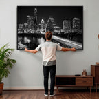 Austin Skyline Wall Art Canvas Print, Austin Downtown Night Cityscape