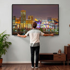 Baltimore Skyline Wall Art Canvas Print, Baltimore Downtown Night Cityscape