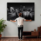 Boston Wall Art Canvas Print, Boston City Downtown Night Cityscape