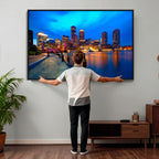 Boston Wall Art Canvas Print, Boston City Downtown Night Cityscape