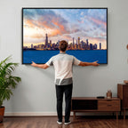 Chicago Wall Art Canvas Print - Chicago City Downtown Night Cityscape