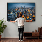 Chicago Wall Art Canvas Print - Chicago City Downtown Night Cityscape