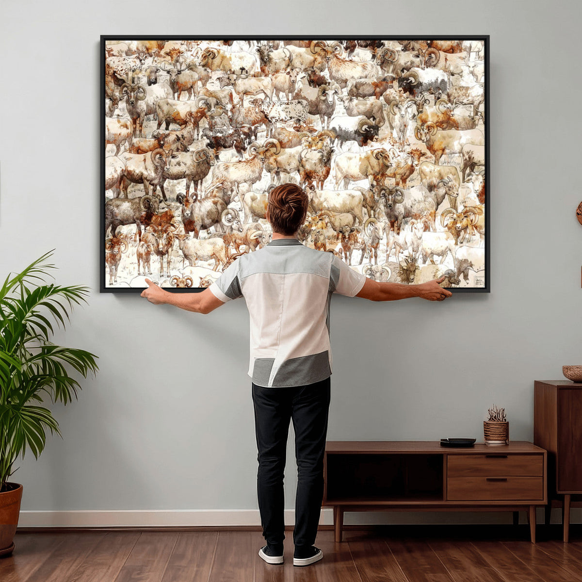 Farmhouse Bighorn Sheep Wall Art Canvas Print