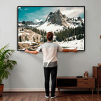 Snowy Mountain Wall Art Canvas Print, Alpine Pine Forest