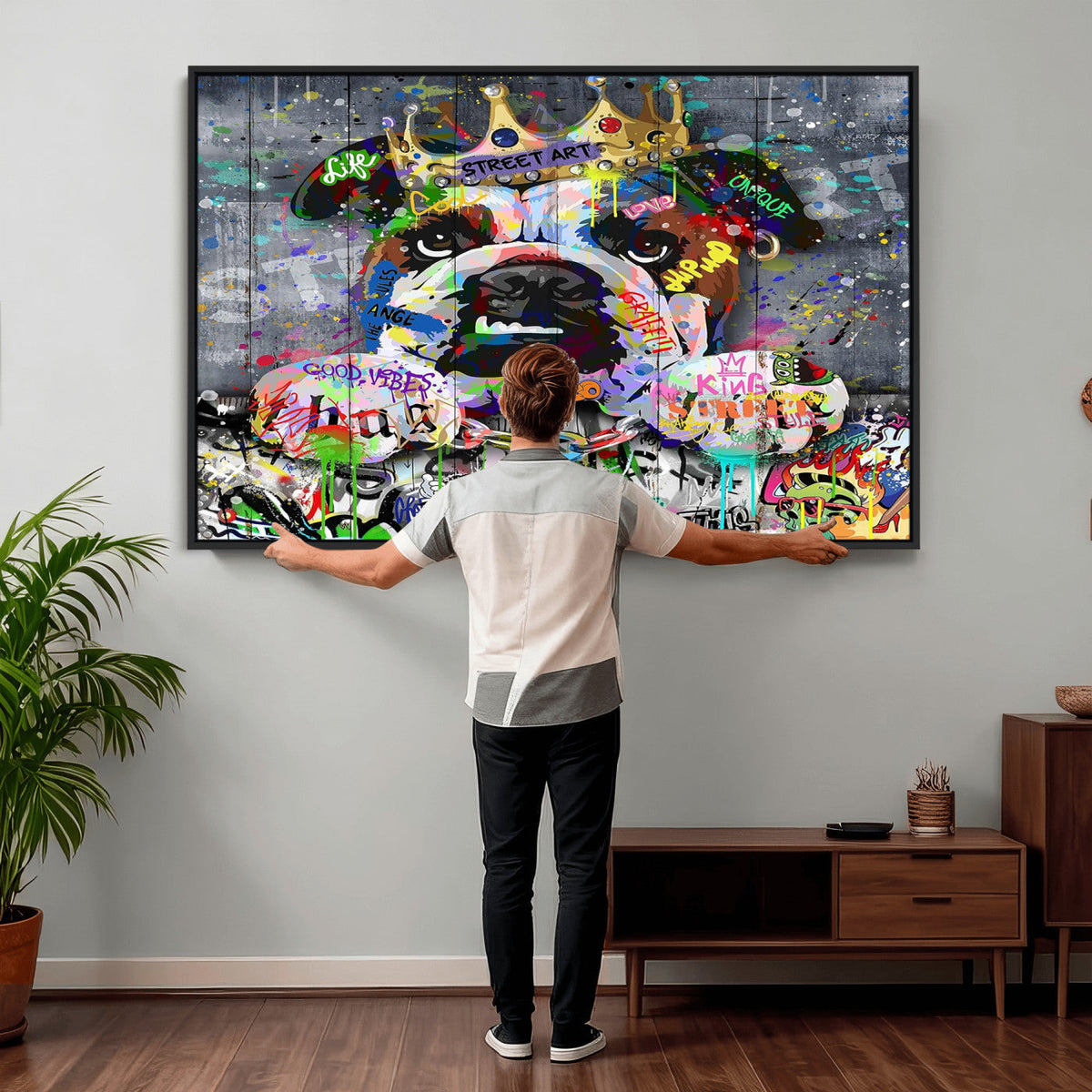 Graffiti Dog Wall Art Decor for Teen Bedroom | Abstract Graffiti Animal Canvas