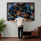 Graffiti American Football Player Street Art Wall Art Canvas Print