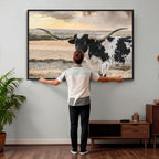 Texas Longhorn Bull Rustic Wall Art Canvas Print