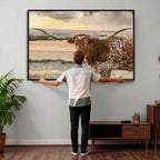 Texas Longhorn Wall Art Canvas Print, Western Ranch Bull Photography