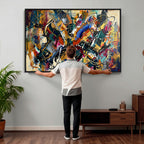 Geometric Abstract Wall Art Canvas Print, Orange Blue