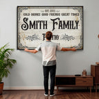 Custom Family Patio Sign Canvas, Personalized Rustic Backyard Decor