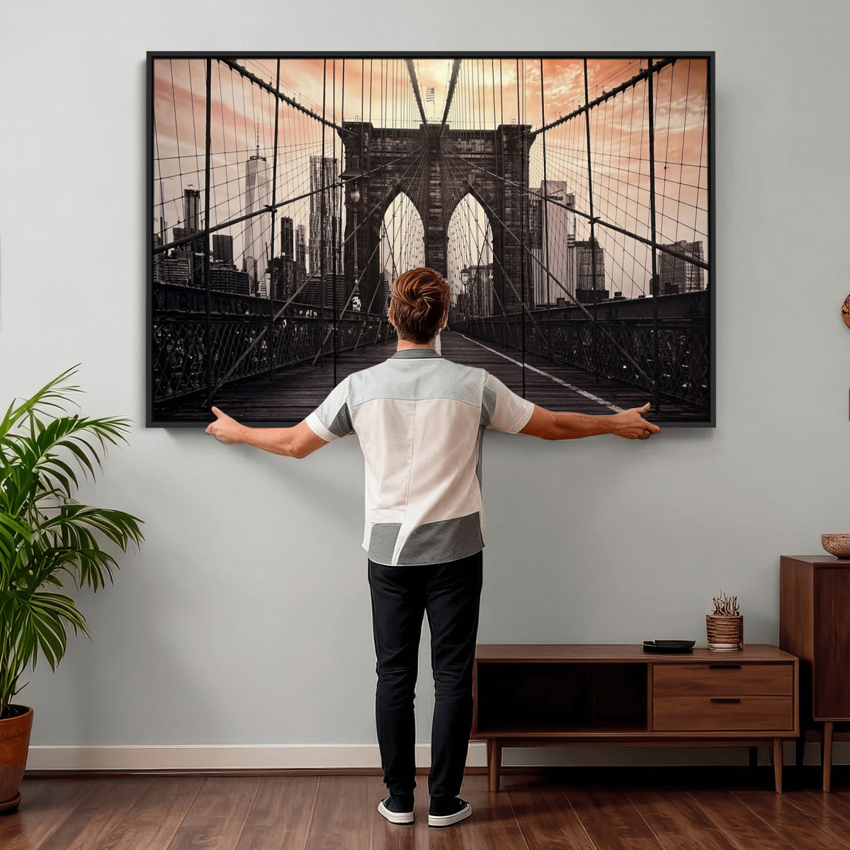 Brooklyn Bridge Canvas Wall Art, New York City Skyline Photography