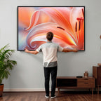 Peach Lily Canvas Wall Art, Coral Pink Flower Macro Photo Print, Botanical Decor