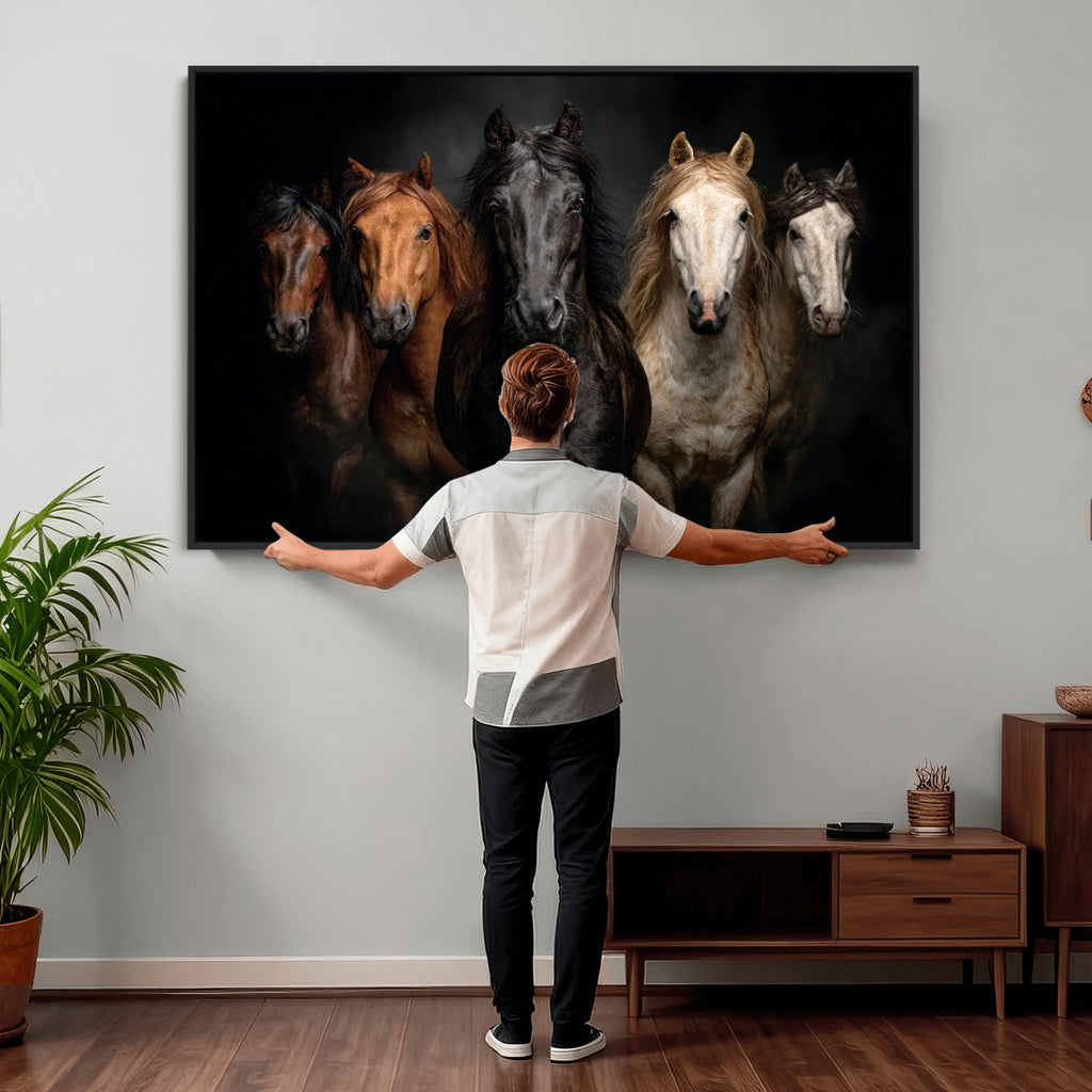 Horse Wall Art Canvas Print, Wild Horses Portrait Photography, Rustic Ranch Decor