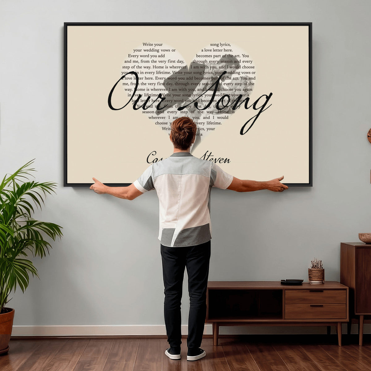 Lyrics Heart Canvas Print, Personalized Song Lyrics and Photo Wall Art