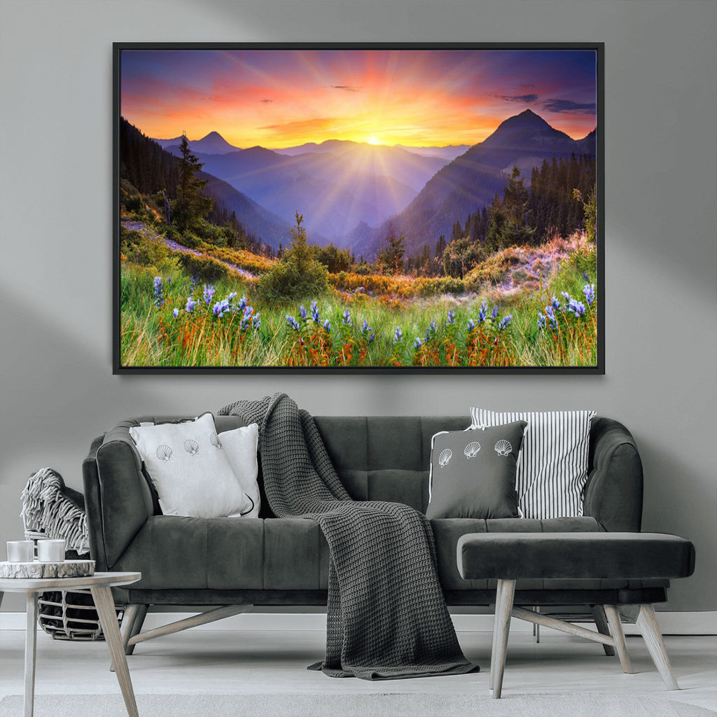 Mountain and Spring Wall Art Canvas Print
