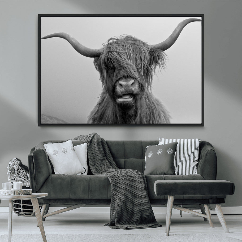 Texas Cow Wall Art Canvas, Texas Longhorn Cattle Canvas Print