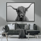 Texas Cow Wall Art Canvas, Texas Longhorn Cattle Canvas Print
