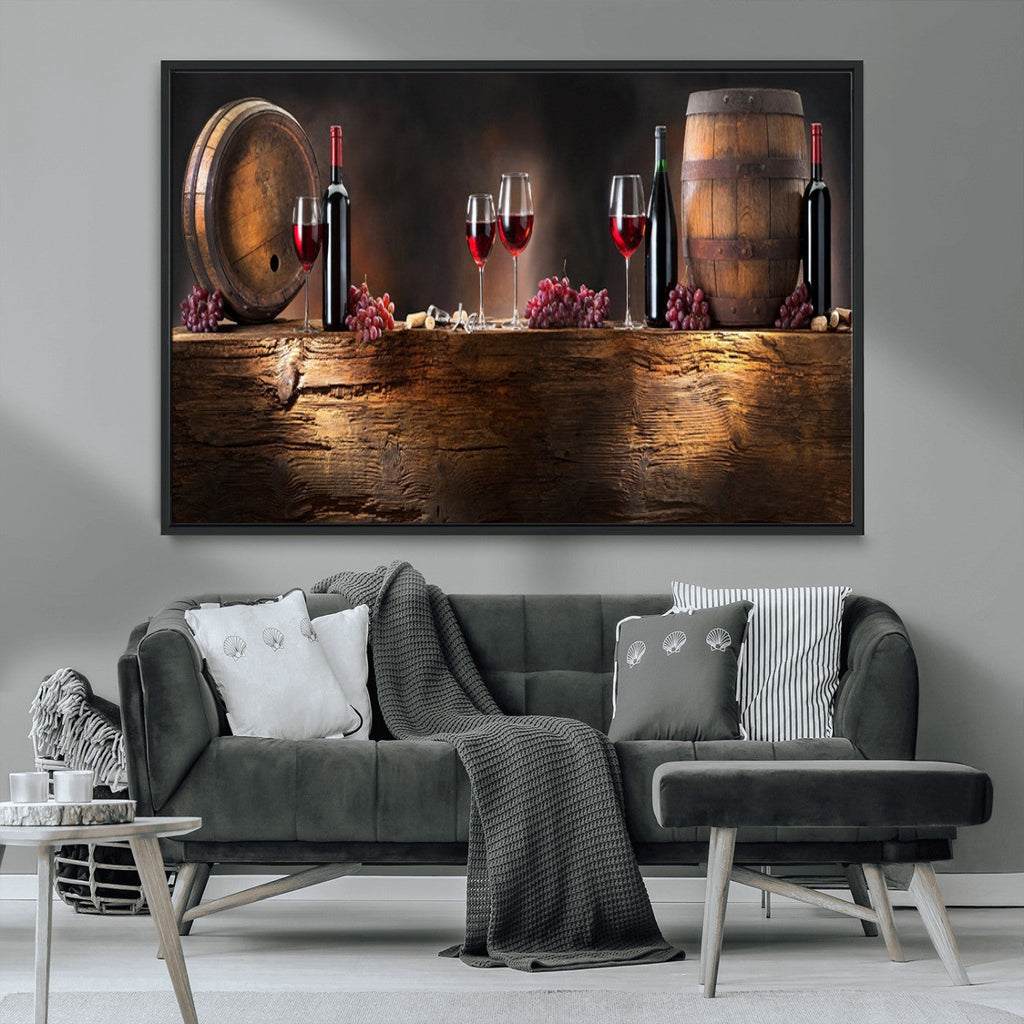 Wine and Barrels Wall Art Canvas Print