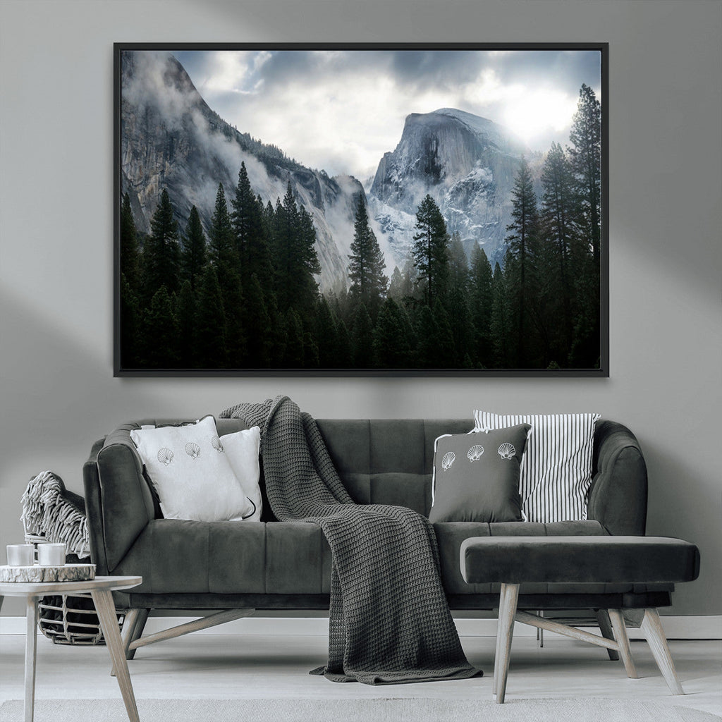 Wall Art Foggy Forest Landscape Canvas Print