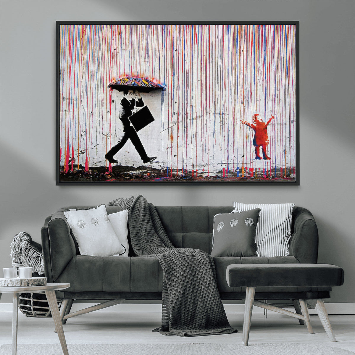 Banksy Wall Art Canvas Print | Framed Graffiti Street Art Picture