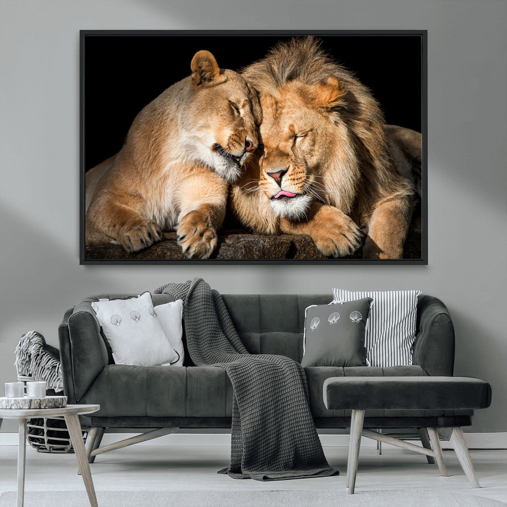 Lion and Lioness Wall Art Canvas Print | African Wildlife Animal Art