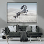 Prancing Horse Desert Large Wall Art Canvas Print, Majestic Horse Animal Artwork